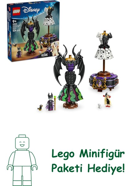 Disney Kötüleri Malefiz'in ve Cruella De Vil'in Elbiseleri 43262-9 Yaş Üzeri Kız ve Erkek Çocuklar Için Sergileme Standı, 2 Mini Bebek ve 2 Hayvan Figürü Içeren Oyuncak Yapım Seti (524 Parça)