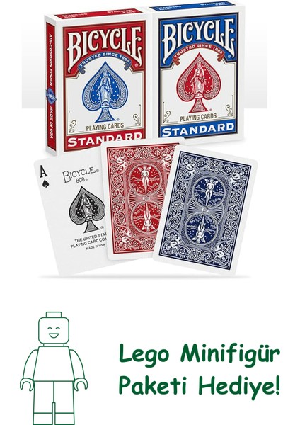 Bicycle Standart Endeks Oyun Kağıdı Destesi, Kırmızı/mavi, Poker Boyu, 2 Paket