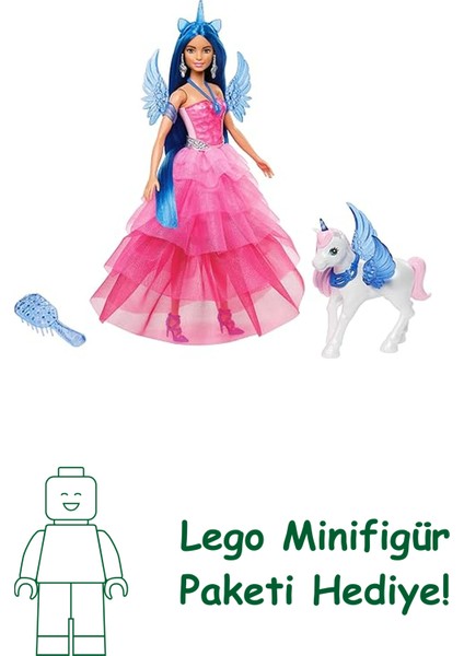 Barbie, 65. Yıla Özel, Mavi Saçlı, Pembe Elbiseli Bebek ile Safir Kanatlar Gibi Aksesuarlar, HRR16