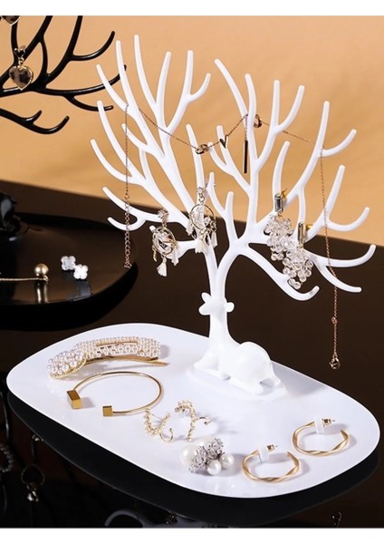 Beyaz Geyik Temalı Takı ve Mücevher Standı, Şık ve Pratik Düzenleyici