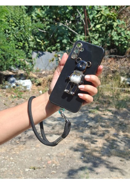 Tüm Kılıflara Uyumlu Siyah Telefon El Askısı