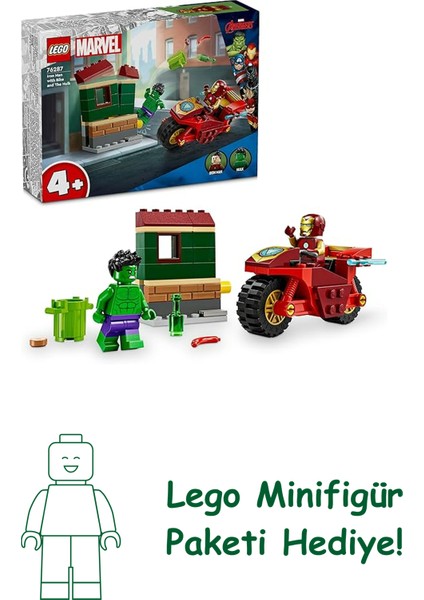 | Marvel Motosikletli Iron Man ve Hulk 76287-4 Yaş ve Üzeri Süper Kahraman Sevenler Için Avengers Minifigürleri Içeren Yaratıcı Oyuncak Yapım Seti (68 Parça)