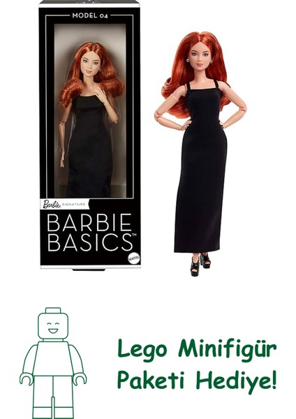 Mattel Barbie Basics Model 04 Koleksiyona Uygun Bebek, Siyah Mini Elbisesi, Botları ve Standart Kalıp Kıyafetleriyle Eklemleri Bükülebilen, Kafası Değiştirilebilen, Kızıl Kıvırcık Saçlı, JBH74