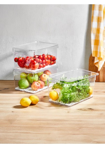 Turuncu Kapaklı Saklama Kabı, Buzdolabı Organizer, 8l, 30X20X15CM