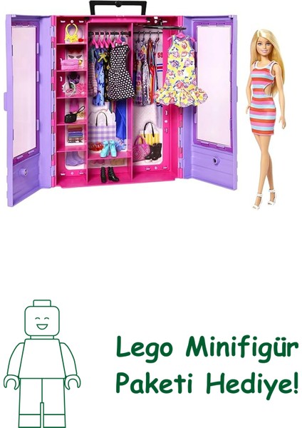 Barbie'nin Pembe Gardırobu Taşınabilir Moda Oyuncağı, Bebek, Kıyafetler, Aksesuarlar ve Askılar Dahildir, 3 Yaş ve Üzeri Çocuklar Için Hediye, HJL66