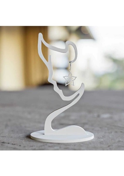 Modern 3D Yüz Silüetli Küpe Standı, Şık ve Kullanışlı Beyaz Tasarım