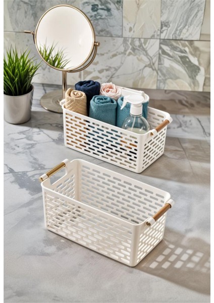 Şık Çok Amaçlı Plastik Organizer, 5lt, 27X15X12CM, Beyaz ve Turuncu modelleri