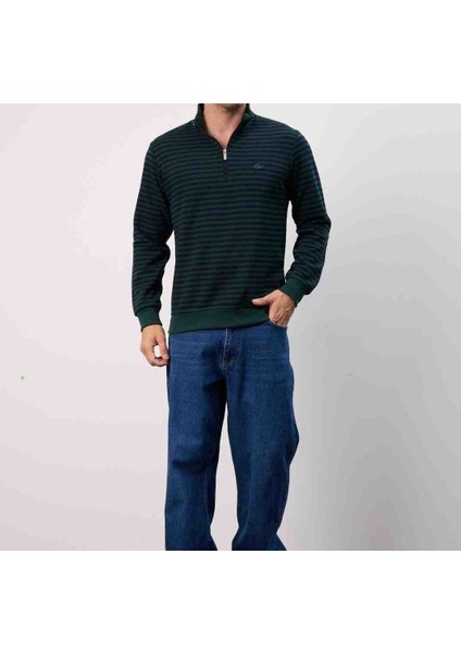 Fermuar Yaka Nefti Regular Fit Çizgili modelleri