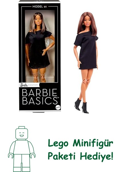 Barbıe Basıcs™ Koleksiyon Moda Bebekler - Kumral Kısa Saçlı Barbie Basics Koleksiyona Uygun Bebek, Siyah Elbisesi ve Sivri Burunlu Botlarıyla Kahverengi Saçlı Model 01 JBH72