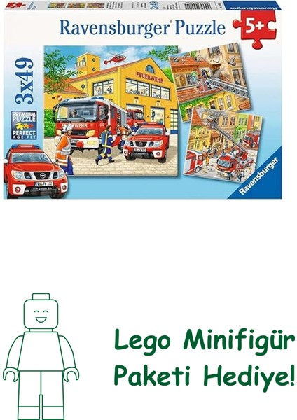 Ravensburger Çocuk Yapbozu - 09401 Itfaiye Parçası - 5 Yaşından Itibaren Çocuklar Için, 3 x 49 Parça