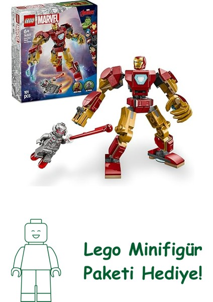 | Marvel Iron Man Robotu, Ultron’a Karşı 76307-6 Yaş ve Üzeri Süper Kahraman Sevenler Için Yaratıcı Oyuncak Yapım Seti, Doğum Günü Hediyesi (101 Parça)