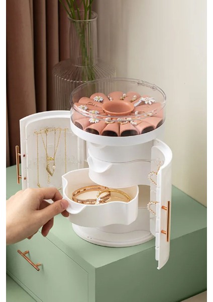 Büyük Kapasiteli 4 Çekmeceli Takı Saklama Kutusu Beyaz fiyatları