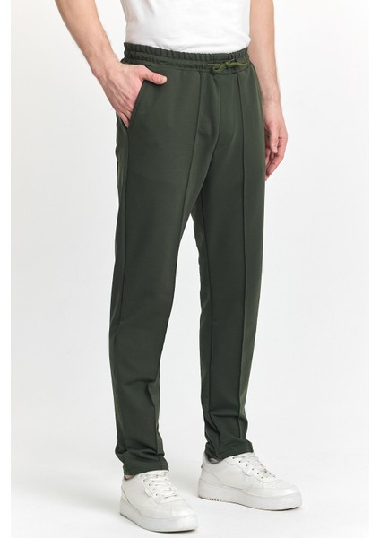 Erkek Beli Lastikli Esnek Bol Paça Haki Pantolon