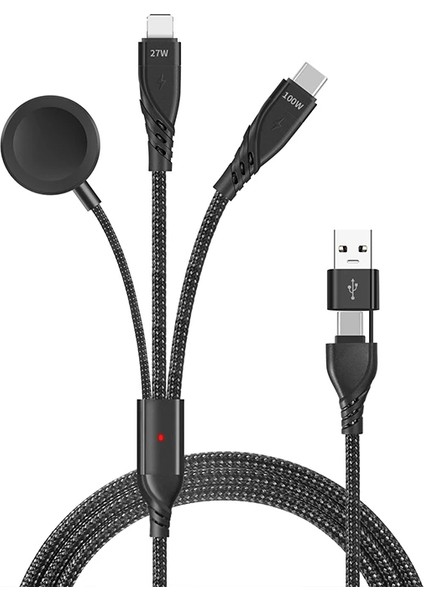 Ally 2x Type-C 100W-27W + Apple Watch Için Type-C Şarj KABLOSU-(5775) - ETC8395-6100 indirimleri