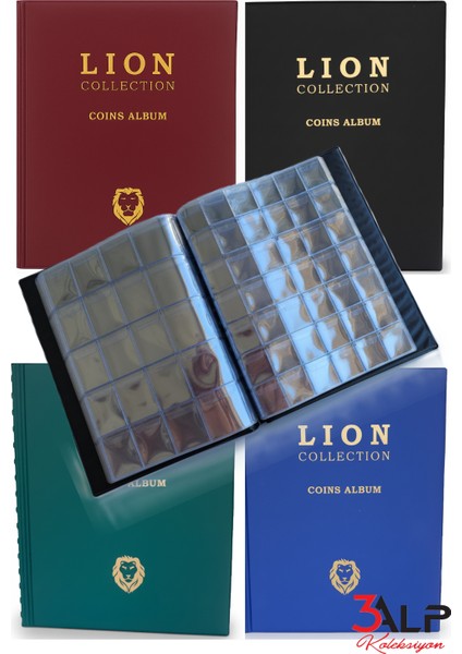 Lion Madeni Para Albümü 12 Sayfa (210MMX265MM) - 372 Cepli -Siyah indirimleri