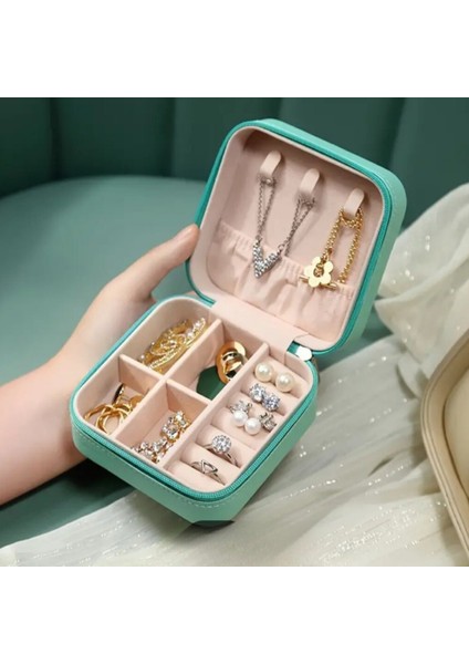 Turkuaz Fermuarlı Takı Saklama Çantası, Seyahat ve Organizer Kutusu fiyatları