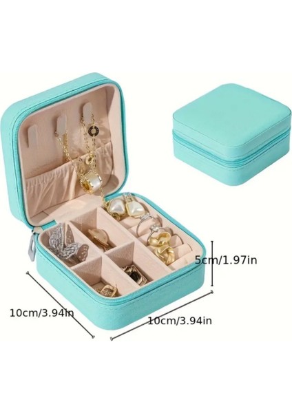 Turkuaz Fermuarlı Takı Saklama Çantası, Seyahat ve Organizer Kutusu modelleri