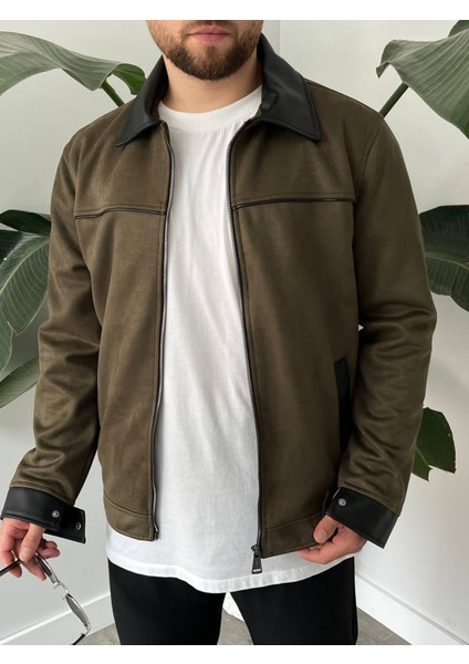 Erkek Haki Mevsimlik Süet Ceket