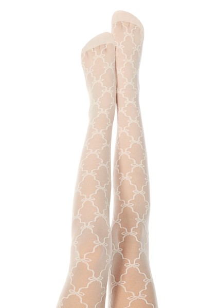 Vaniya Rengi Pretty Infinite Ribbon Külotlu Çorap