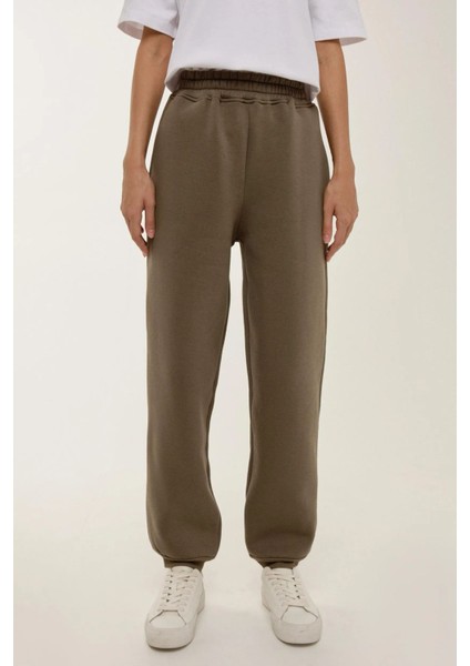 Kadın Basic Esnek Bel Eşofman Gri