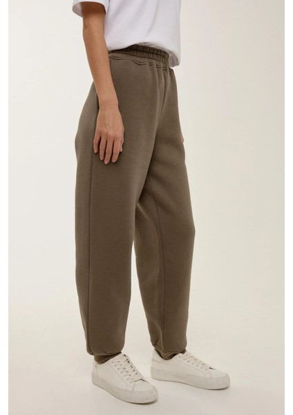 Kadın Basic Esnek Bel Eşofman Gri