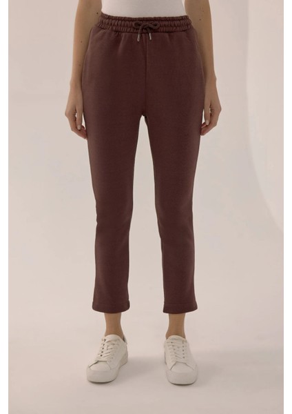 Kadın Kordonlu Dar Kesim Eşofman Altı Brown