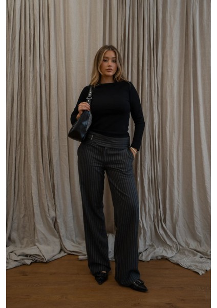 Kadın Dushku Kayık Yaka Uzun Kollu Siyah