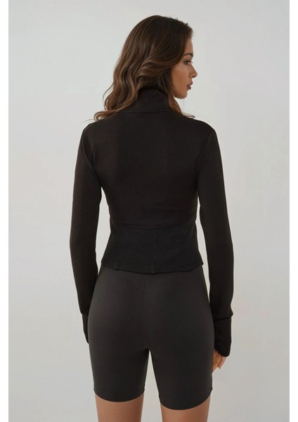 Kadın Dar Kalıp Uzun Kollu Aktif Üst Black