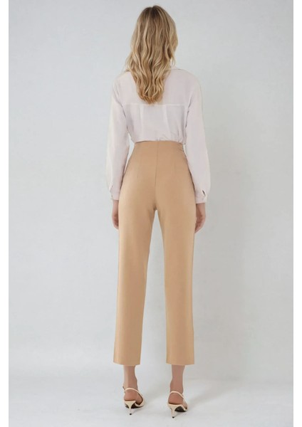 Kadın Yüksek Bel Cigarette Pantolon Natural