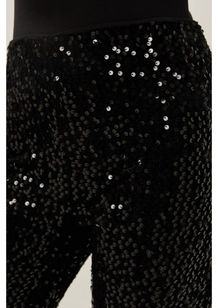 Kadın Payetli Pantolon Black