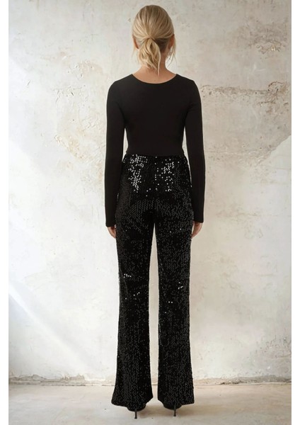 Kadın Payetli Pantolon Black