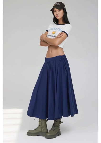 Kadın A-Form Fit Maxi Etek Blue