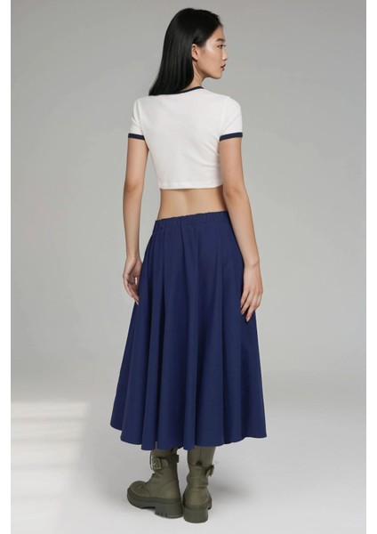 Kadın A-Form Fit Maxi Etek Blue