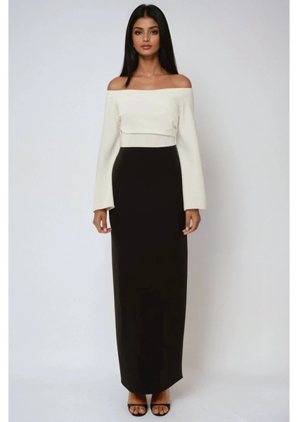 Kadın Yırtmaçlı Maxi Gece Elbisesi Siyah