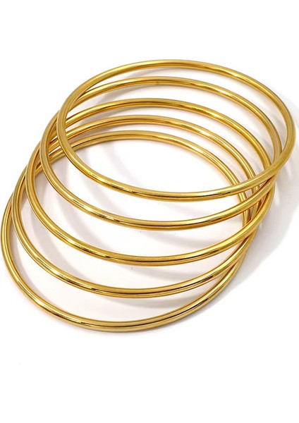 Kadın Ajda Kararmaz Çelik Bileklik 2li Set Bilezik Gold Altın Renkli fiyatları