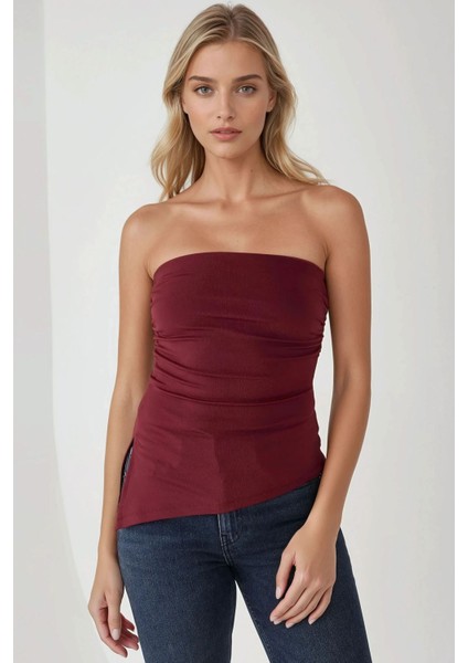 Kadın Dar Kalıp Askısız Örme Üst Red