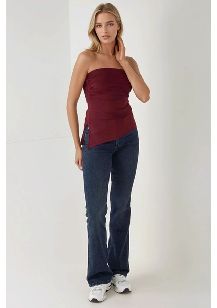 Kadın Dar Kalıp Askısız Örme Üst Red