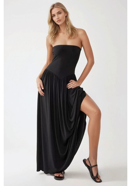 Kadın Sofie Straplez Vücuda Oturan Sandy Maxi Elbise Black