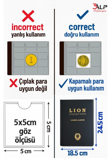 Lion 120 Gözlü Kapamalı Madeni Para Albümü, Siyah renk fırsatları