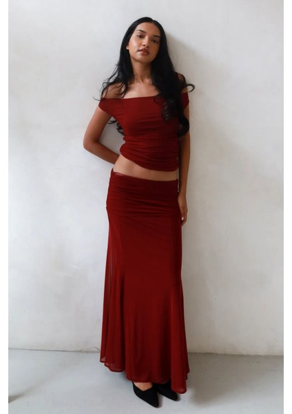 Kadın Ilma Maxi Vücuda Oturan Etek Red
