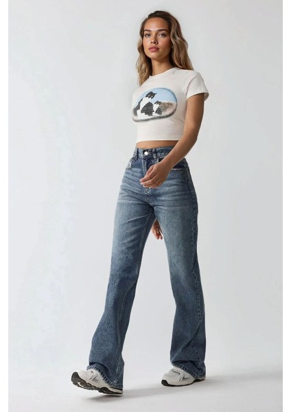 Kadın Straight Fit Denim Pantolon Kot