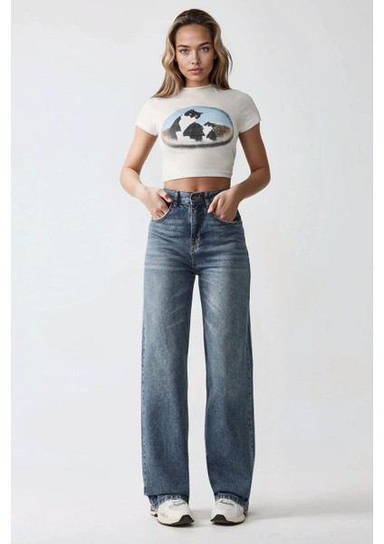 Kadın Straight Fit Denim Pantolon Kot