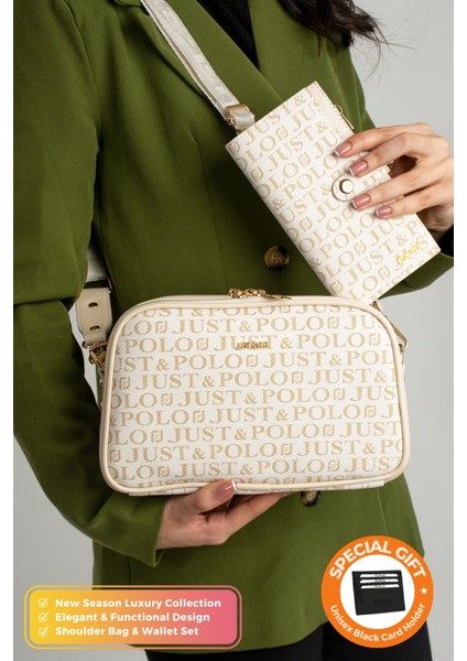 Orijinal Just Polo Collection Omuz Çantası ve Cüzdan Kombini - Şık ve Fonksiyonel Tasarım 2'li Set
