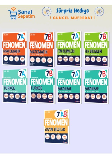 7. Sınıf Matematik - Fen Bilimleri - Türkçe - Paragraf - Sosyal Bilgiler (A ve B) Set Soru Bankaları