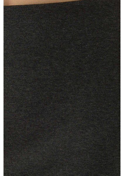Kadın Yüksek Bel Bodycon Midi Örme Etek Grey