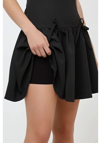 Kadın Fiyonk Detaylı Fitted Mini Dress Black