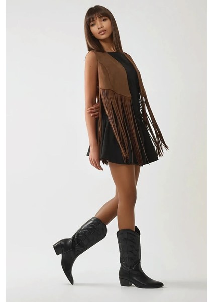 Kadın Fiyonk Detaylı Fitted Mini Dress Black