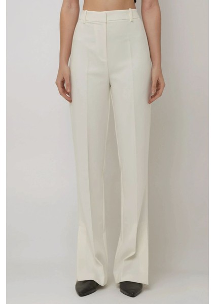 Kadın Premium Kalite Yüksek Bel Flare Pantolon White