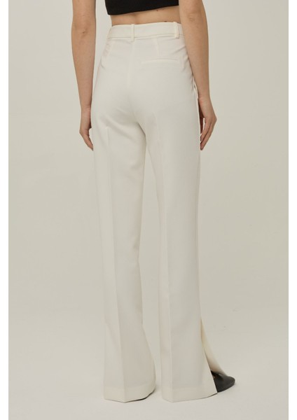 Kadın Premium Kalite Yüksek Bel Flare Pantolon White
