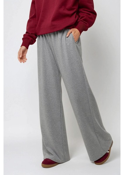Kadın Beli Lastikli Rahat Kalıp Jogger Eşofman Altı Grey